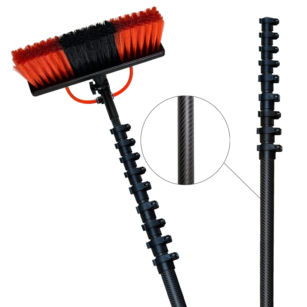 

50ft Carbon Fiber /Aluminum Telescopic Window Cleaning Pole Solar Panel Cleaner with Water Fed Pole and Window Cleaning Brush