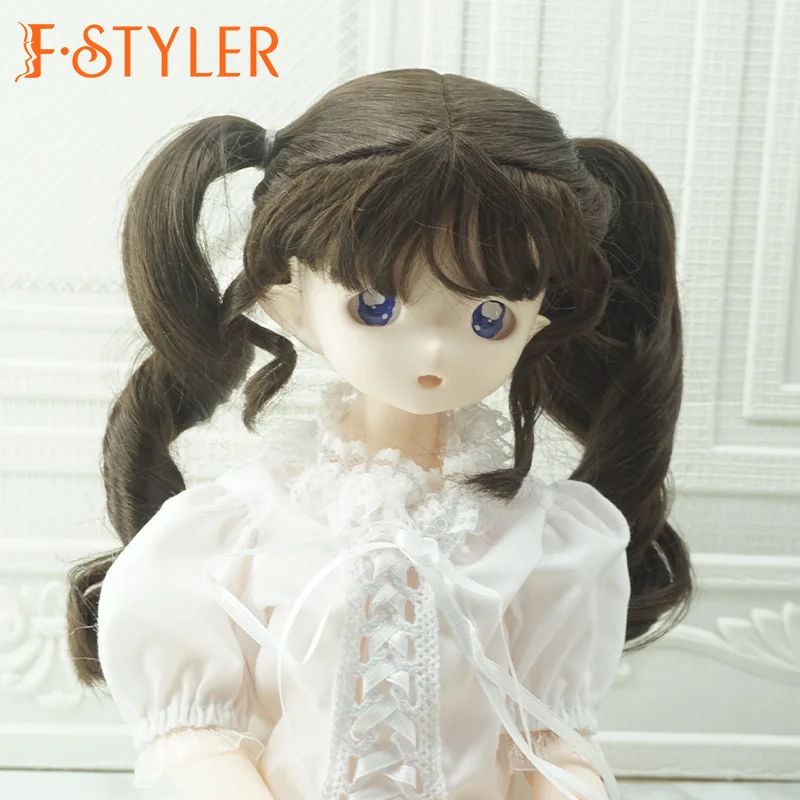 

FStyler Doll Wig Cute Curl Double Ponytail Style BJD Doll Soft Synthetic-Mohair Various Colors Hair Accessories In Stock1/3 1/4