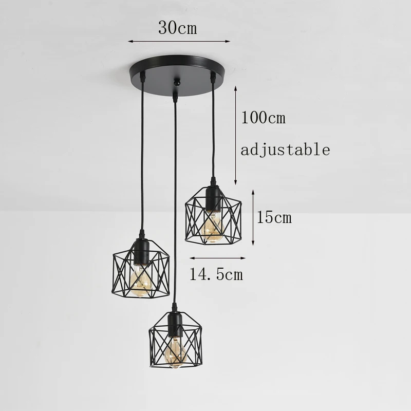 Industrial Vintage Loft Cafe Clothing Store Barber Shop Pot Restaurant Chandelier Bar Table Pendant Lamp Iron Dining Room Light