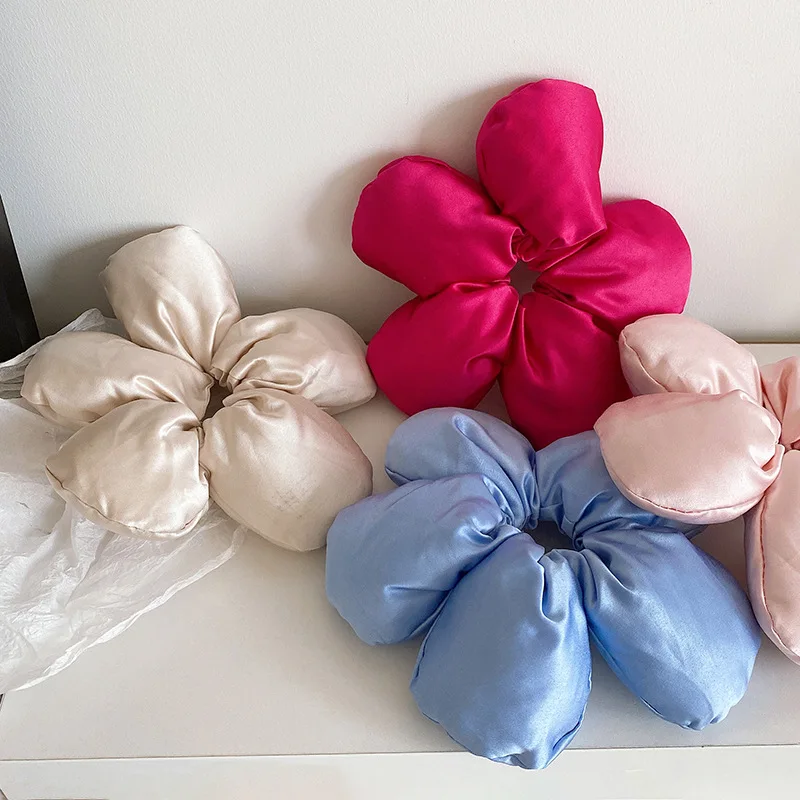 Stereoscopic Queen-size Flower Hair Band Marble Head Handmade Head Flower Silk Satin Headband Five Petals Blossom  Accessories