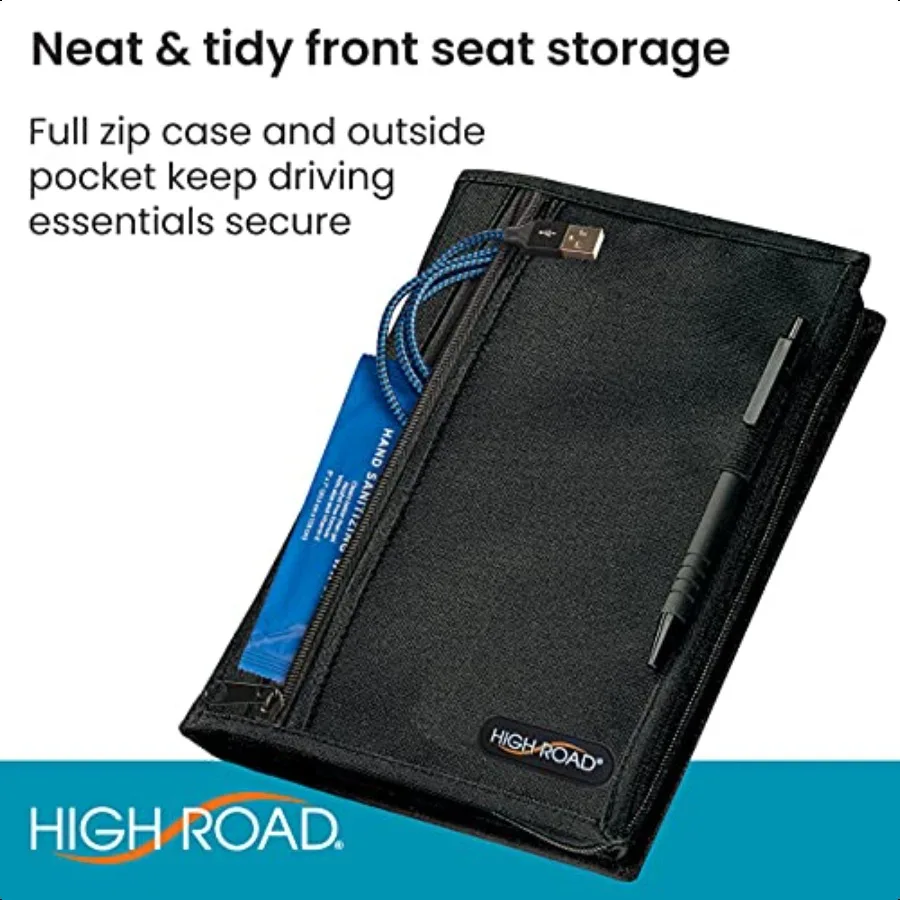 車のグローブボックスオーガナイザー、登録証・保険証ホルダー、車の取扱説明書ホルダー、柔軟で安全なジッパー付きケース付き