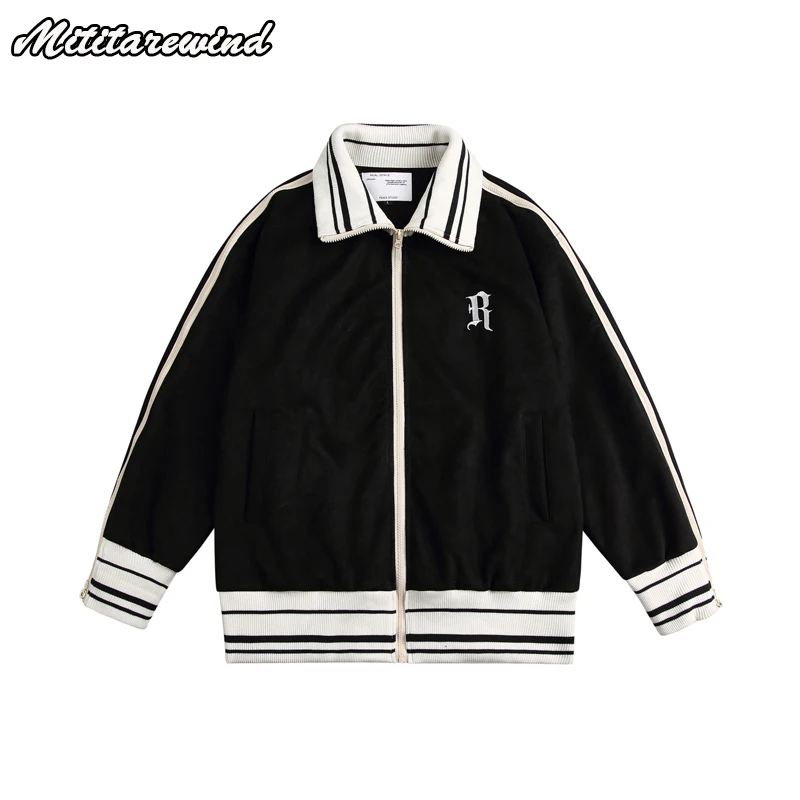 

Coats For Men Spring And Autumn High Street Black Spliced American Fashion Ins Jackets Baseball Style Loose Casual Tops Sport