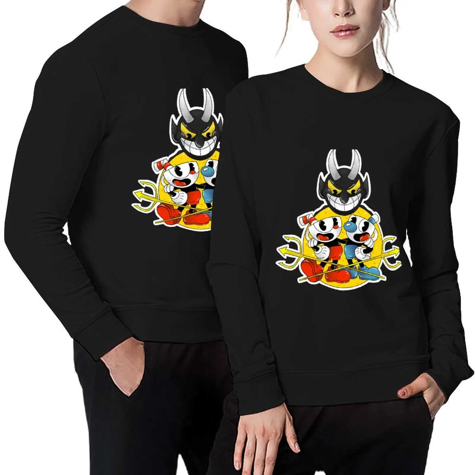 

Cuphead and Mugman with the Devil Pullover autumn clothes clothes for men winter clothes men's sweat-shirt set sweatshirts