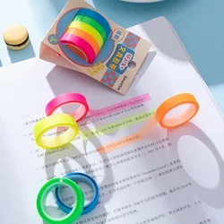 1/5 rolle 5 Farben Aufkleber Transparent Fluoreszierende Index Tabs Fahnen 5m Sticky Note Schreibwaren Studenten Schule Büro Liefert