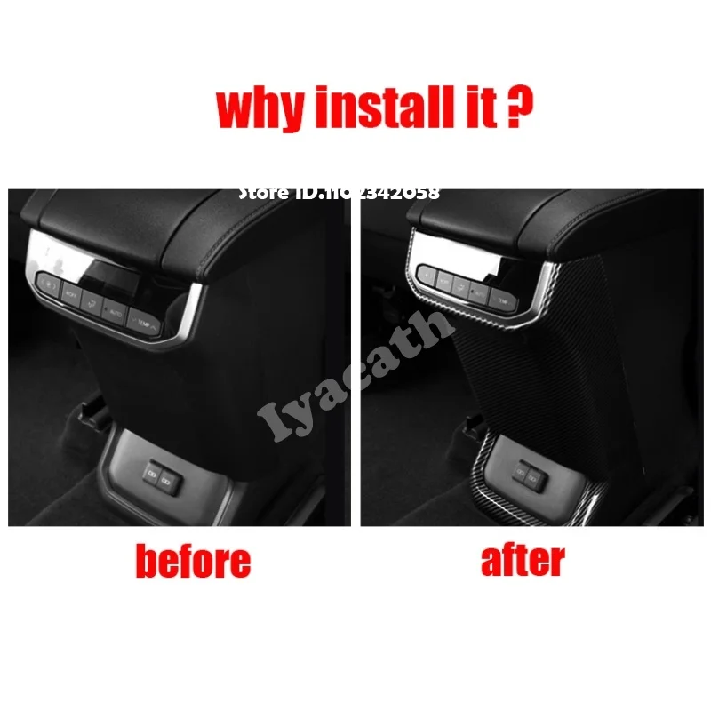 For Toyota Highlander XU70 2020-2022 2023 Hybrid Rear Air Condition Vent Outlet Frame back Anti kick board USB Cover Sticker