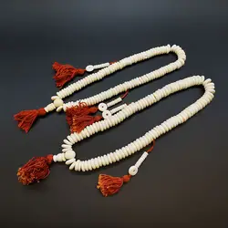 Tibet White Yak Bone Hand-hold Rosary 108 Coin Beads Prayer Mala 10mm 12mm BRO817