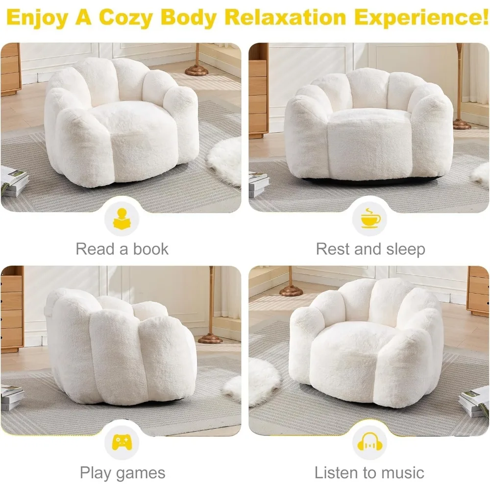 كرسي بين باج للبالغين - أريكة كبيرة الحجم من الفرو الصناعي فائقة النعومة للقراءة المريحة والاسترخاء في غرفة المعيشة #5