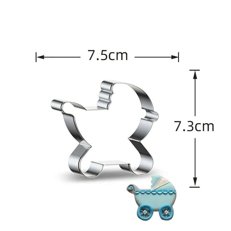 1pc Stainless Steel Baby Shower Series Cookie Molds Baby Car T-shirt Biscuit Cutter Mold for Baby Shower Party DIY Baking Supply