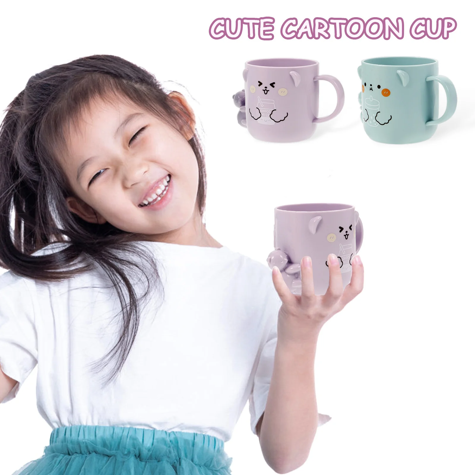 

2Pcs Cartoon Plastic Kids Cups Bathroom Mug Smooth Mouth Reusable Toothbrush Refill Drinking Cups Bathroom Mug