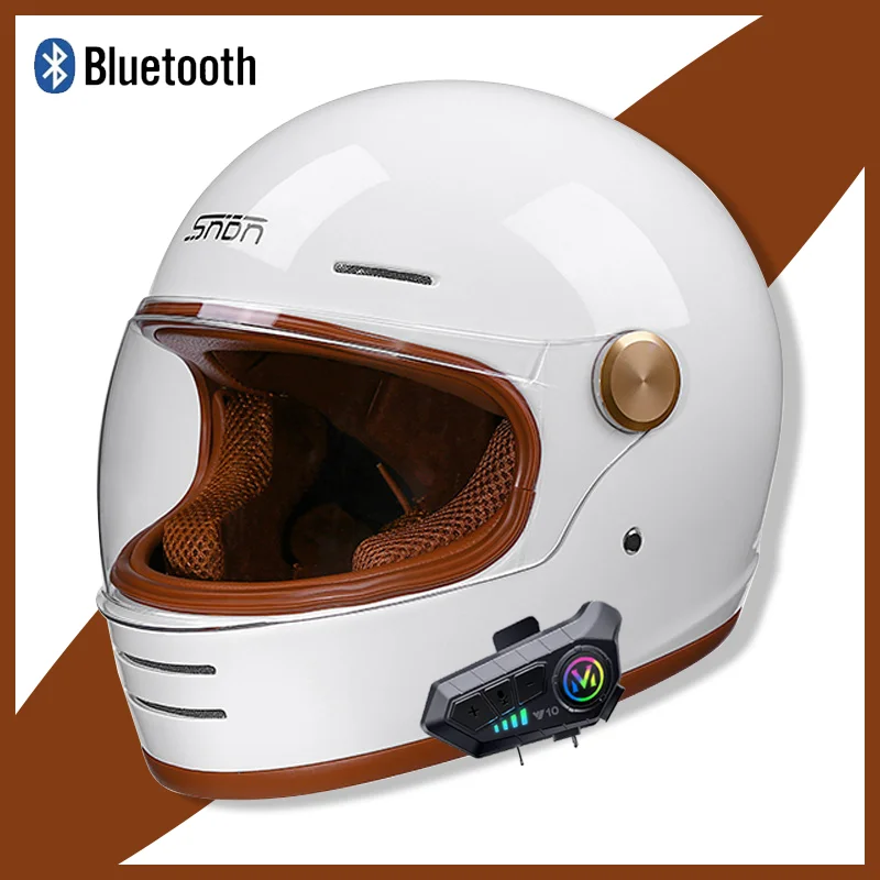 Bluetooth Original Motorcycle Helmet Retro Full face helmet Off Road Cascos para motos DOT ECE Certification Capacete Casco moto