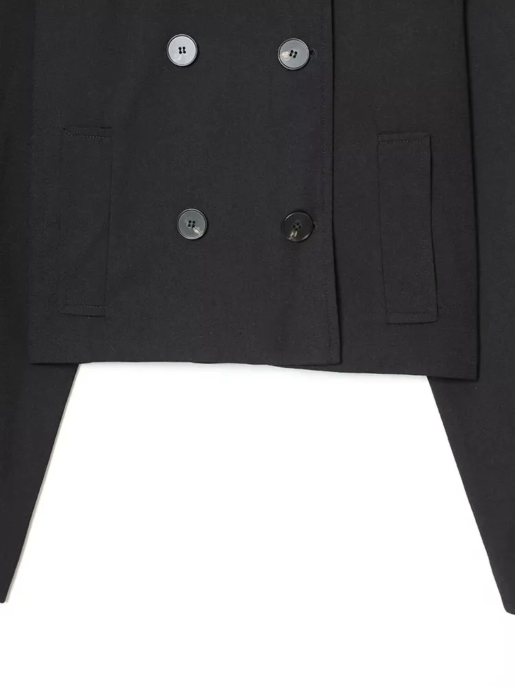 NLZGMSJ الوقوف طوق المرأة سترة معطف 2025 الخريف مزدوجة الصدر فضفاضة الإناث طويلة الأكمام سترة عالية الشارع معطف قصير غير رسمي #5