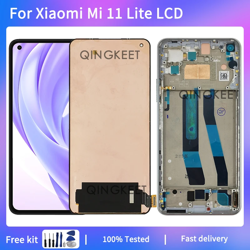 

ЖК-дисплей 6,55 дюйма для Xiaomi Mi 11 Lite M2101K9AG, сенсорный экран с дигитайзером в сборе для Xiaomi Mi 11 Lite, M2101K9AI, ЖК-дисплей с F