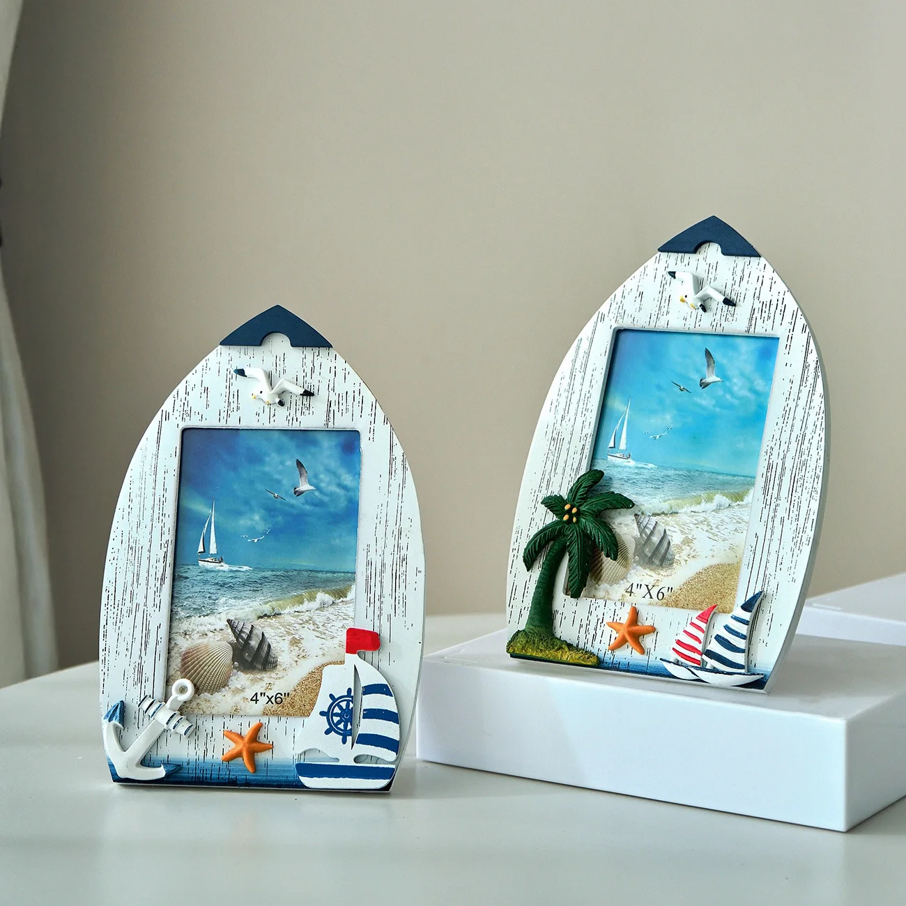 Mediterranean Style Seagull Picture Frame Handicrafts Desktop Decorations Bookshelf Photos Children's Room Home Decoration Gifts