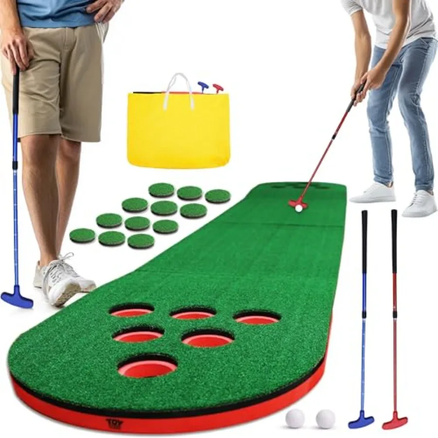

Mini Golf Game Set with 2 Putters and 2 Balls 10 Feet Practice Putting Green Mat for Indoor Outdoor Use Ideal for Adults and Ba
