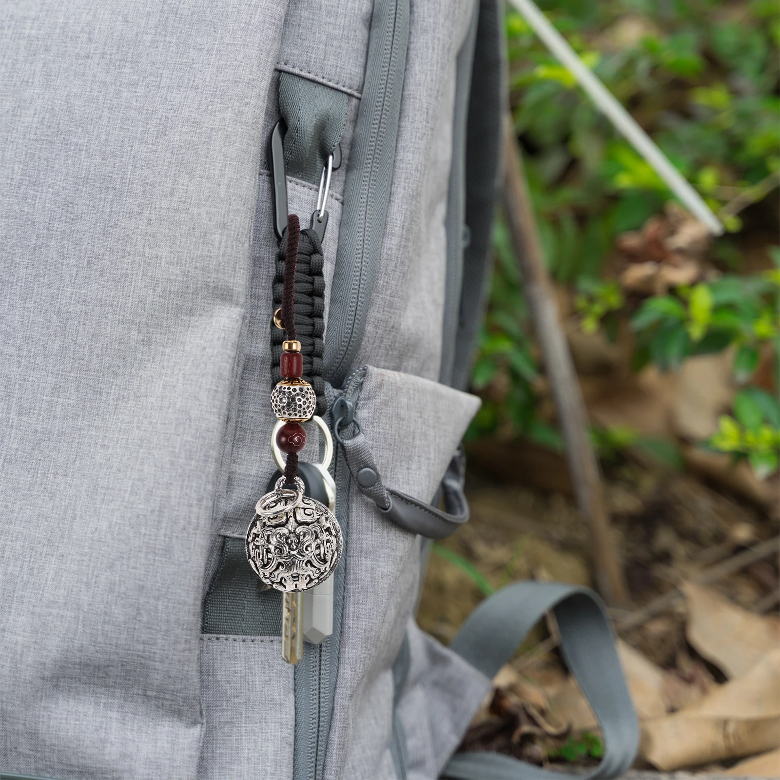 

Chinese Lion Car Keychain Silver Alloy Bell Pendant Traditional Dance Charm H woven nament Keyring Animal Symbol Car
