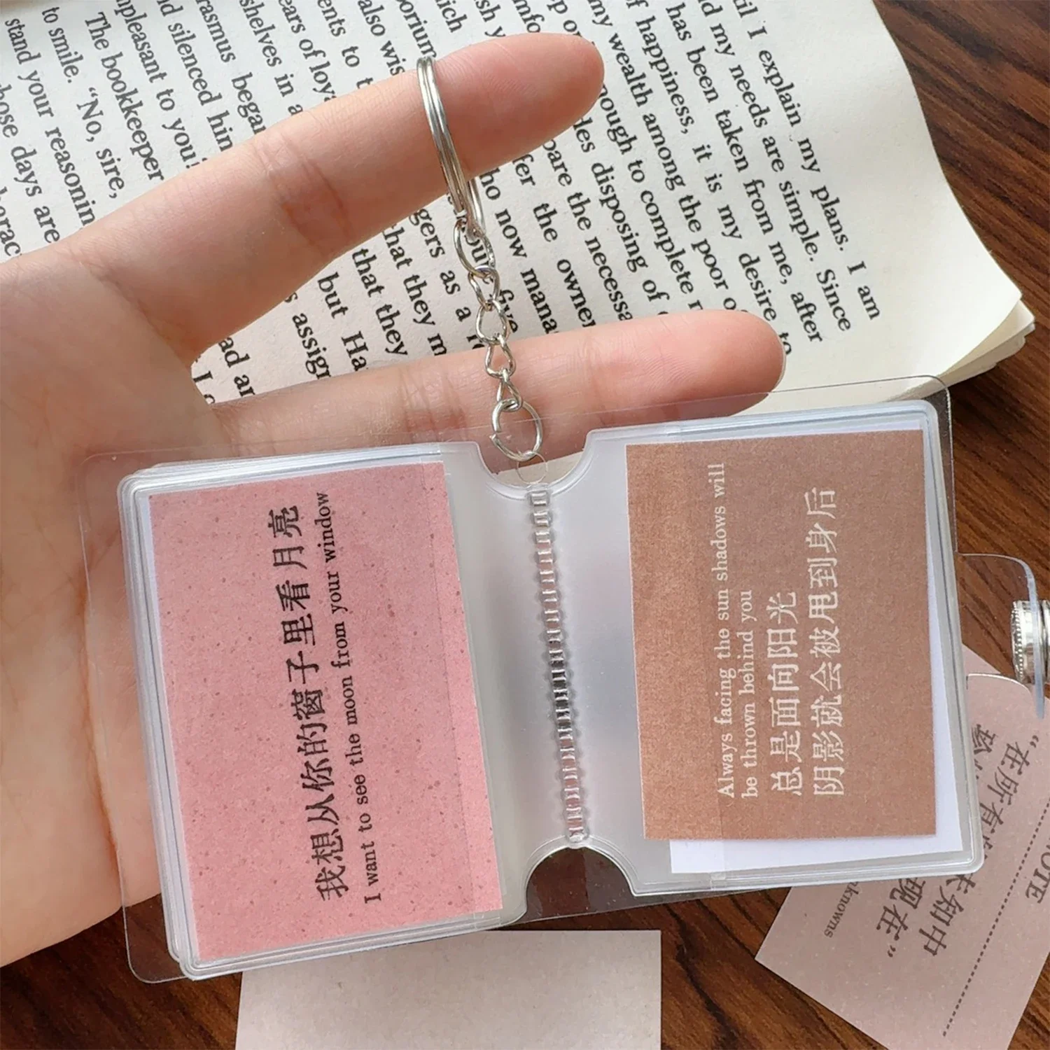 جيوب ألبومات الصور المحمولة المفاتيح مجوهرات حامل الصور 1/2 بوصة ألبومات الصور الصغيرة لبطاقات حامل تخزين قلادة كيرينغ #5