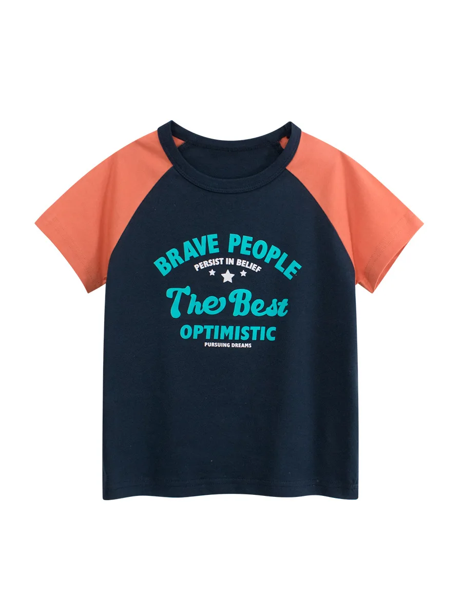 الأطفال الصيف وصول جديد ملابس الأطفال ملابس الصيف المطبوعة قصيرة الأكمام تي شيرت الأولاد راجلان كم قاعدة طبقة