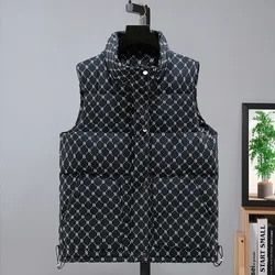 #3645 Sleeveless Jacket Men Stand Collar Vintage Harajuku Streetwear Down Vest Outertwear Vest Man Stand Collar Autumn Winter