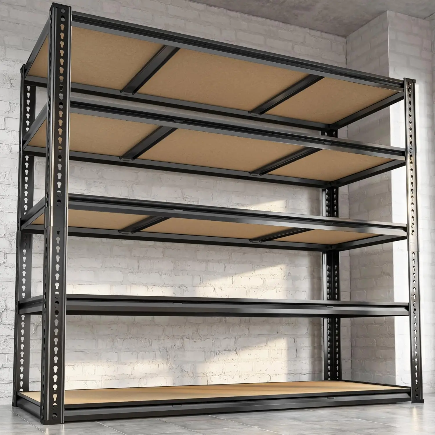 ^48W Garage Shelving, 3050LBS Storage Shelves Heavy Duty, 5 Tier Metal Shelving Unit Adjustable Garage Shelves Heavy Duty
