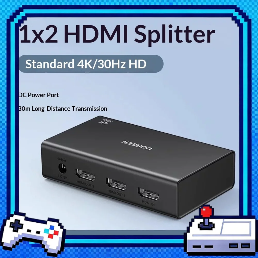 UGREEN CM601 90803 HDMI Splitter 1 in 2 Out 4K 30Hz Dual Display Mirroring Distributor for TV Monitor Projector