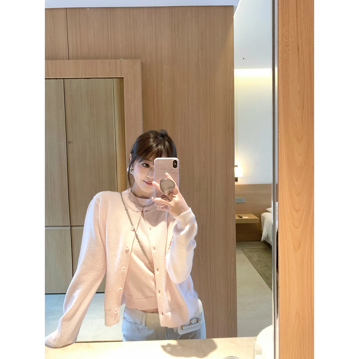 

AHY розовый круглый вязаный открытый кардиган женский весна 2025 новый жилет Sle een ленивый верхнее пальто повседневный свободный крой