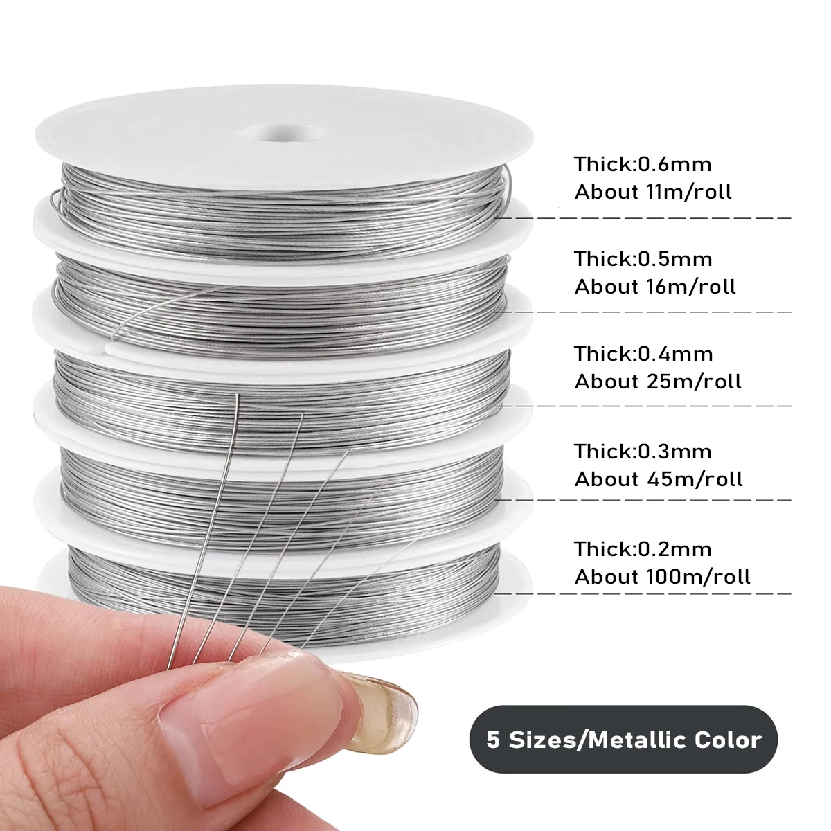 0.2-0.6mm Flexible Anti-Rust Steel Beading Wire for DIY Jewelry Making Bracelet Necklace Craft Wire 11-100m/Roll - view 2