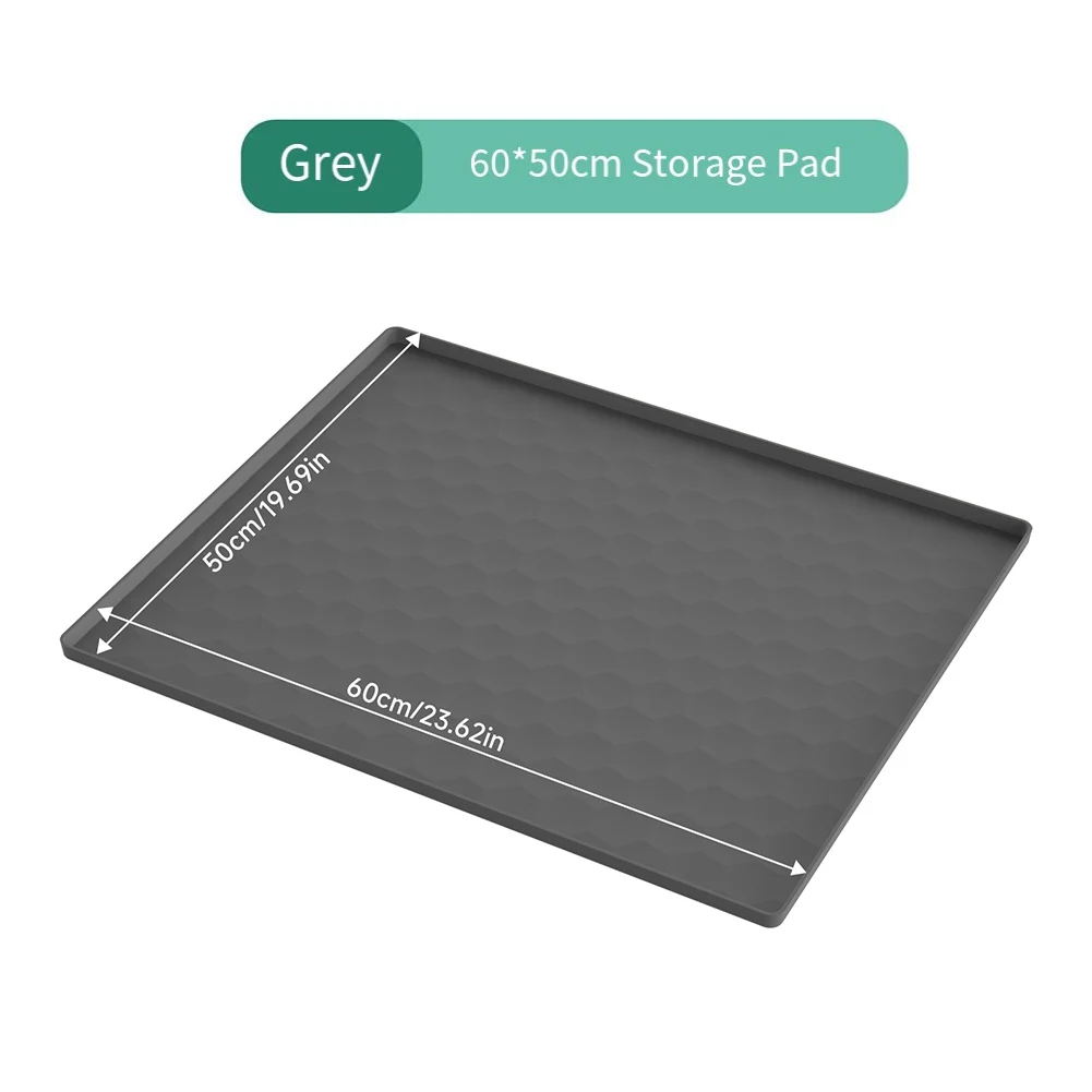 Silicone Mat For Bedside Commode Chair Raised Edge Non Slip Floor Protection Leak Portable Toilet Seat Mat Grey Black