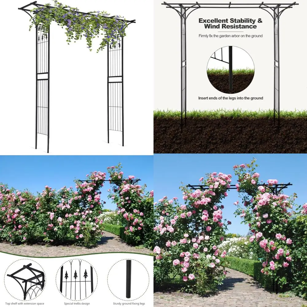 

Sturdy Steel Garden Arch for Climbing Plants and Vines, Outdoor Metal Wedding Arbor and Ceremony Decor
