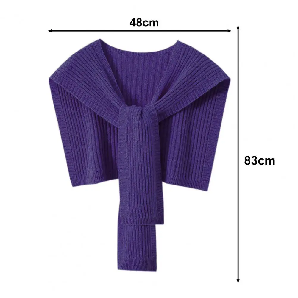 Women Shawl Elegant Knitted Lace-up Women's Shawl for Fall Winter Soft Warm Solid Color Wrap with Decorative Thread Detail