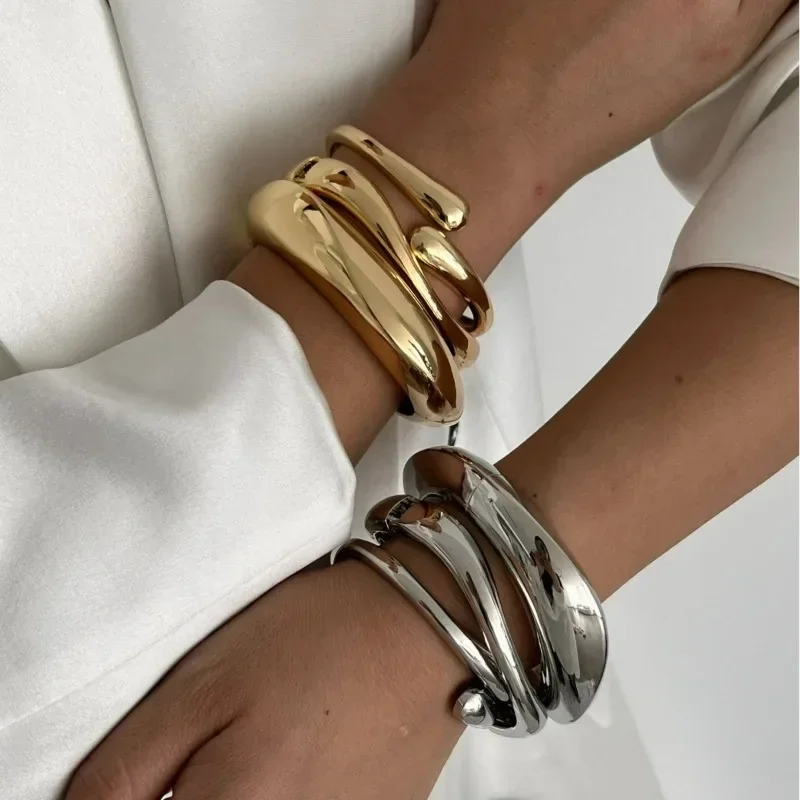 Bracelet for Women 2024 Design Sense Fashion Trend Metal Smooth Water Drop Hug Jewelry Pulseras Mujer Sterling Silver 925 Girl