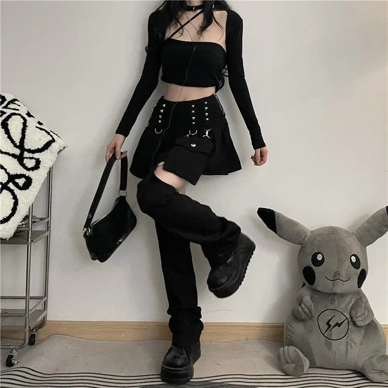 Jeans Women Summer Daily All-match Y2K Streetwear Chic Temperament Simple Spliced Sexy Full-length Vintage Casual Fit Trendy New