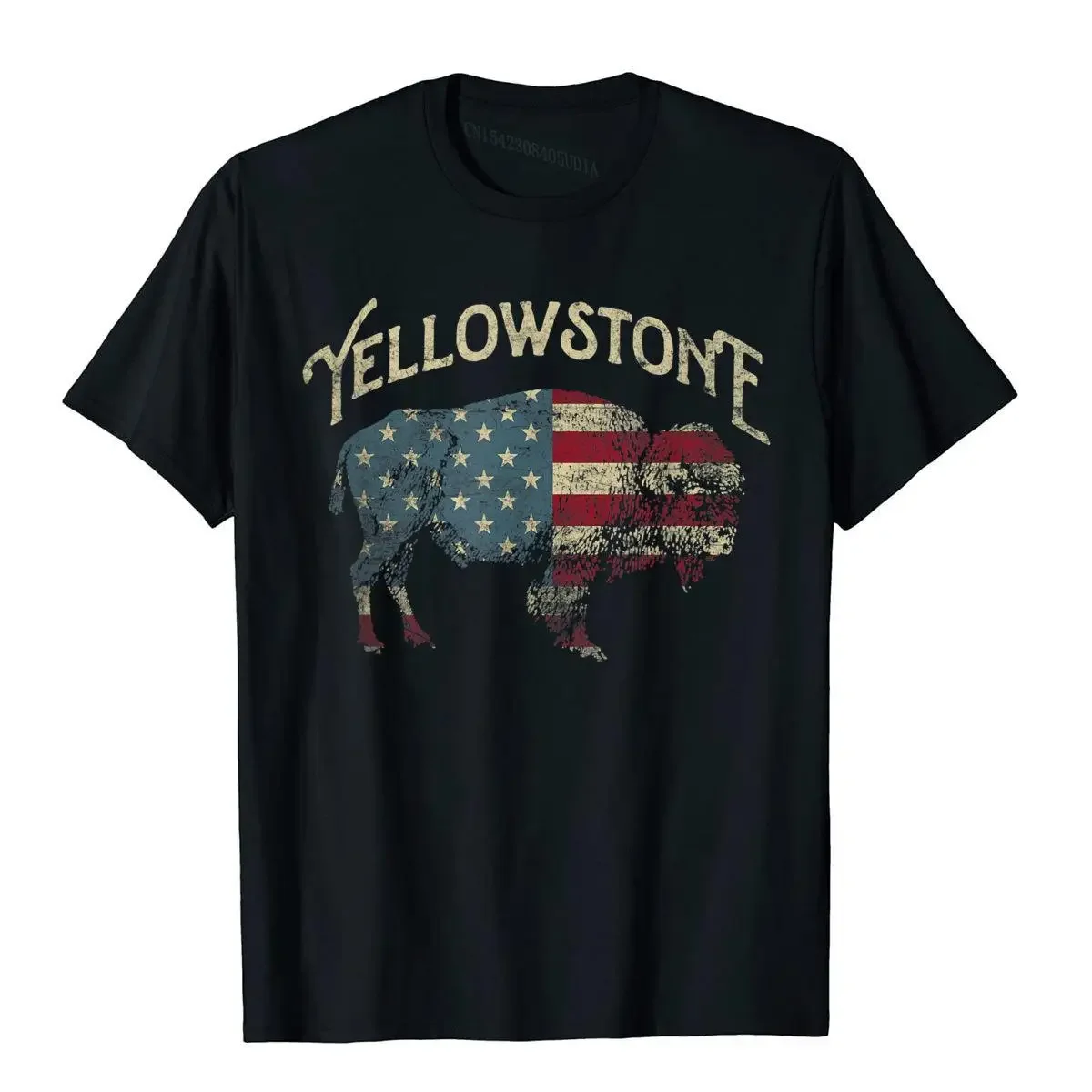 Summer Vintage Yellowstone National Park Retro T-Shirt Chinese Style Cotton Men Tops Shirt Fashionable Popular T Shirt