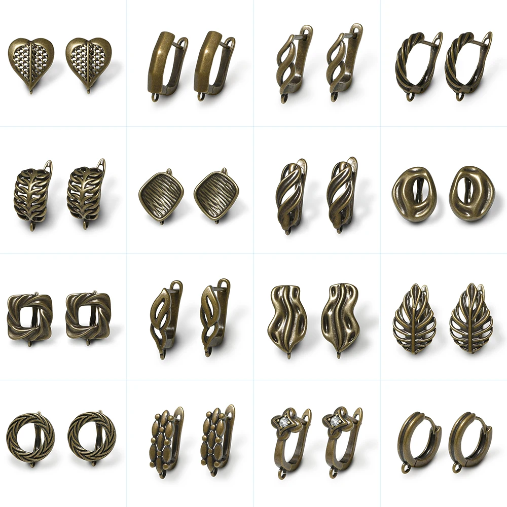 2026 NEU 1 Paar 16 Stile Antik-Bronze Messing Metall-Ohrhaken Ohrringverschlüsse für Handgemachten Schmuck Großhandel – Detail 11