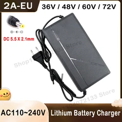 36V 48V 60V 72V 2A Battery Charger 10S 13S 16S 20S Lithium Li-ion Battery Pack 42V 54.6V 67.2V 84V Smart Fast Charging EU Plug