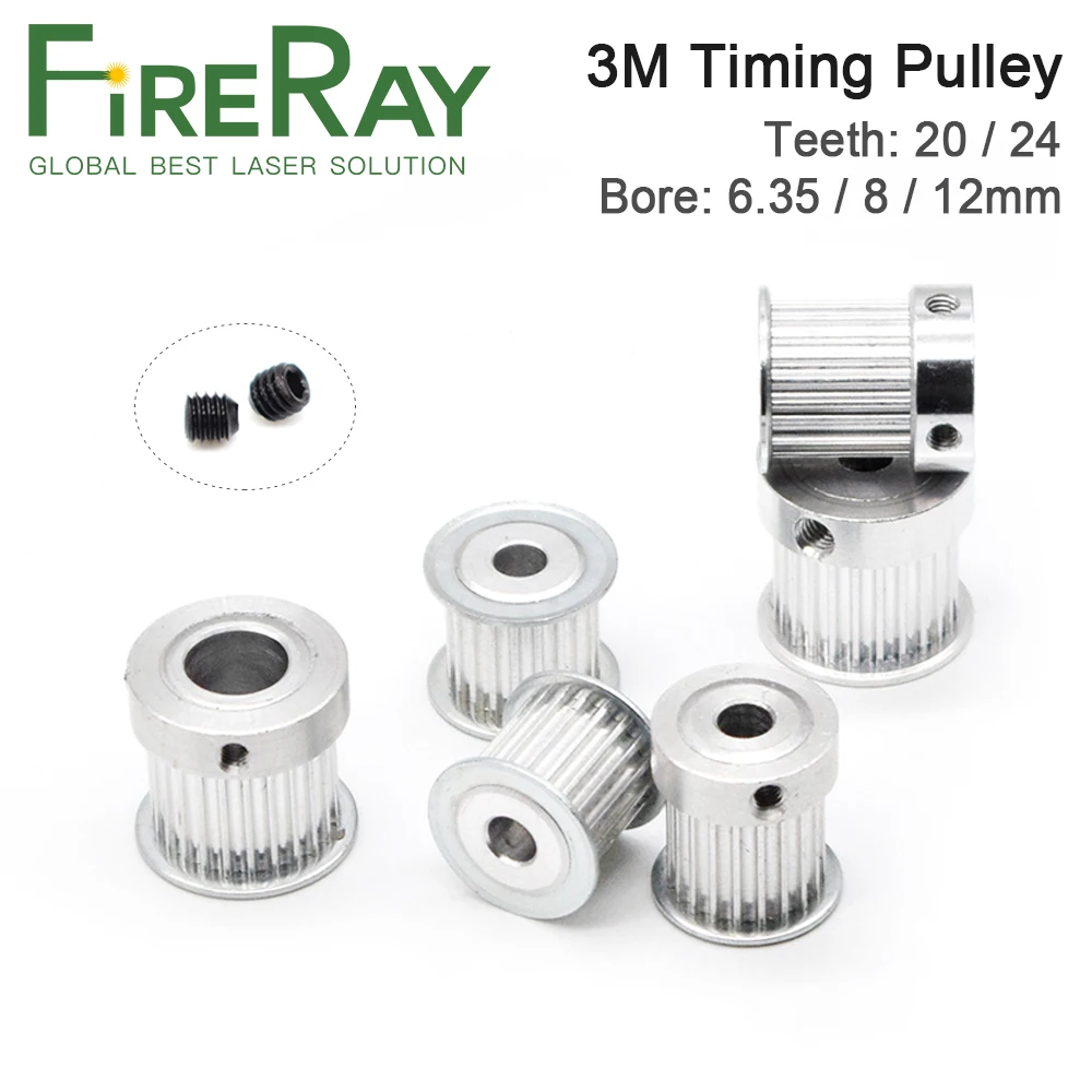 

Timing Pulley HTD 3M Gear Pulley Synchronous 20 24 Teeth Width 15mm Bore 6.35 8 12mm for DIY CO2 Laser Engraving Cutting Machine