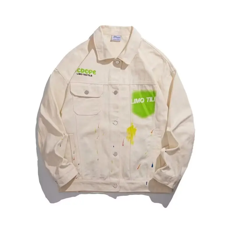 

Американская тяжелая джинсовая куртка в стиле ретро для мужчин, осенняя модная брендовая свободная и универсальная повседневная трендовая куртка, топ