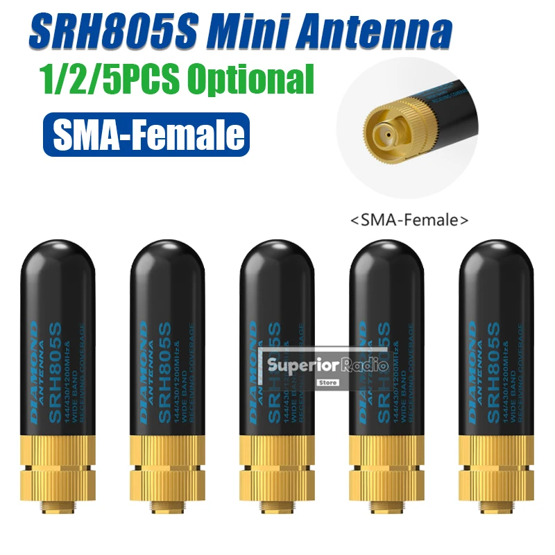 1/2/5 個 SRH805S ミニショートトランシーバーアンテナ SMA-F コネクタ VHF UHF 144/430MHZ UV-5RHPro DM-32 UV-98 Plus UV-K6 ラジオ用