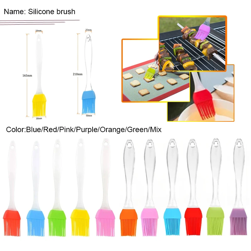 5pcs Silicone Grill Brush Bread Chef Brush Pastry Oil Cooking Smear BBQ Brush Tool Camping Baking Pan Oil Brush Kitchen Brush