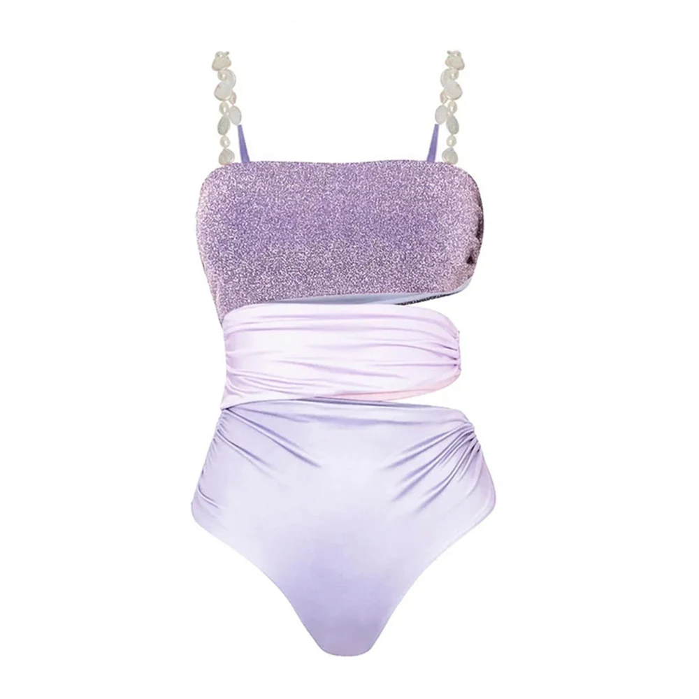 Hollow out Beach Resort Swimsuits Purple Fashion Trend Swimwear Luxury Brand One-Piece Bikini Brazilian Summer Bathing Suit