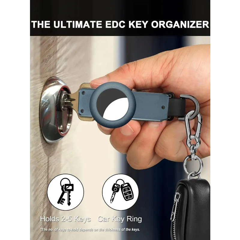 منظم مفاتيح للرجال - حامل مفاتيح معدني مدمج، حامل مفاتيح مبتكر بسيط لحامل Airtag |   سلسلة المفاتيح تؤمن 2-5 مفاتيح