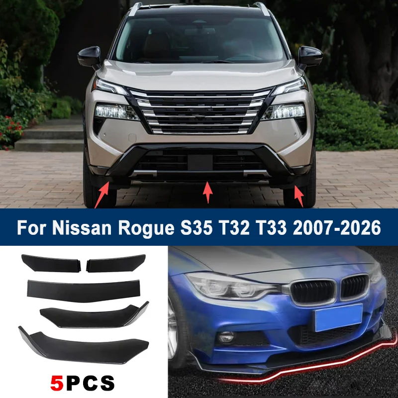 

Adjustable 5Pcs Sectional Front Spoiler Lip For Nissan Rogue S35 T32 T33 2007-2026 Front Bumper Splitter Sport Body Kit