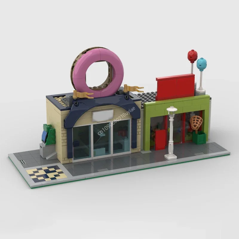 

513pcs MOC Modular Donut And Toy Shops Bricks Toys Creative City Street View Model Building Block Kids Assembly Educational Gift
