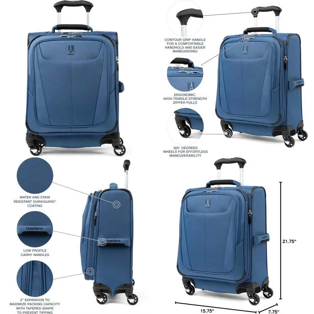 

Lightweight 19-Inch Expandable Softside Carry-On Luggage with Spinner Wheels, Ensign Blue, Travel Essentials
