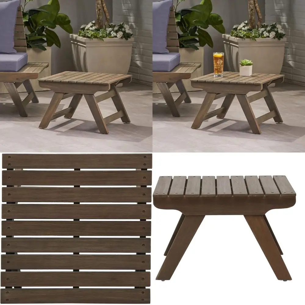 

Деревянный приставной столик для улицы, серое покрытие