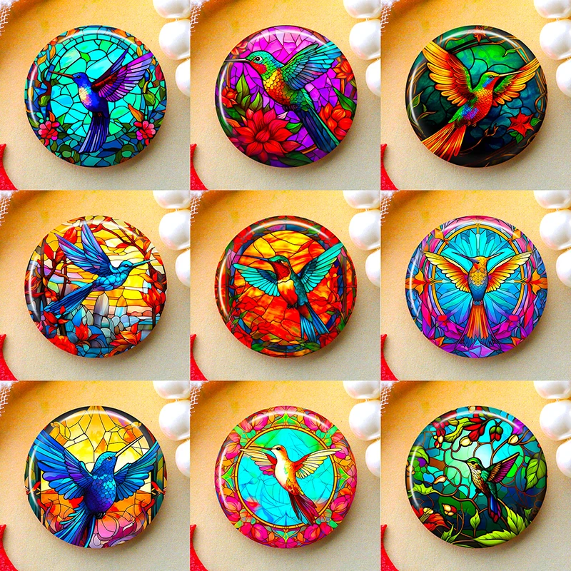 2026 8-50mm DIY Jewelry Making Pendent Accessories Photo Glass Cabochons Round Cameo Set Handmade Settings Stone Bird E26