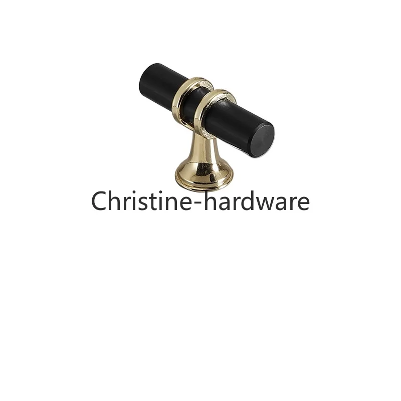 12pcs Wardrobe door handle modern simple light luxury black cabinet handle Golden lengthened cabinet door drawer small handle