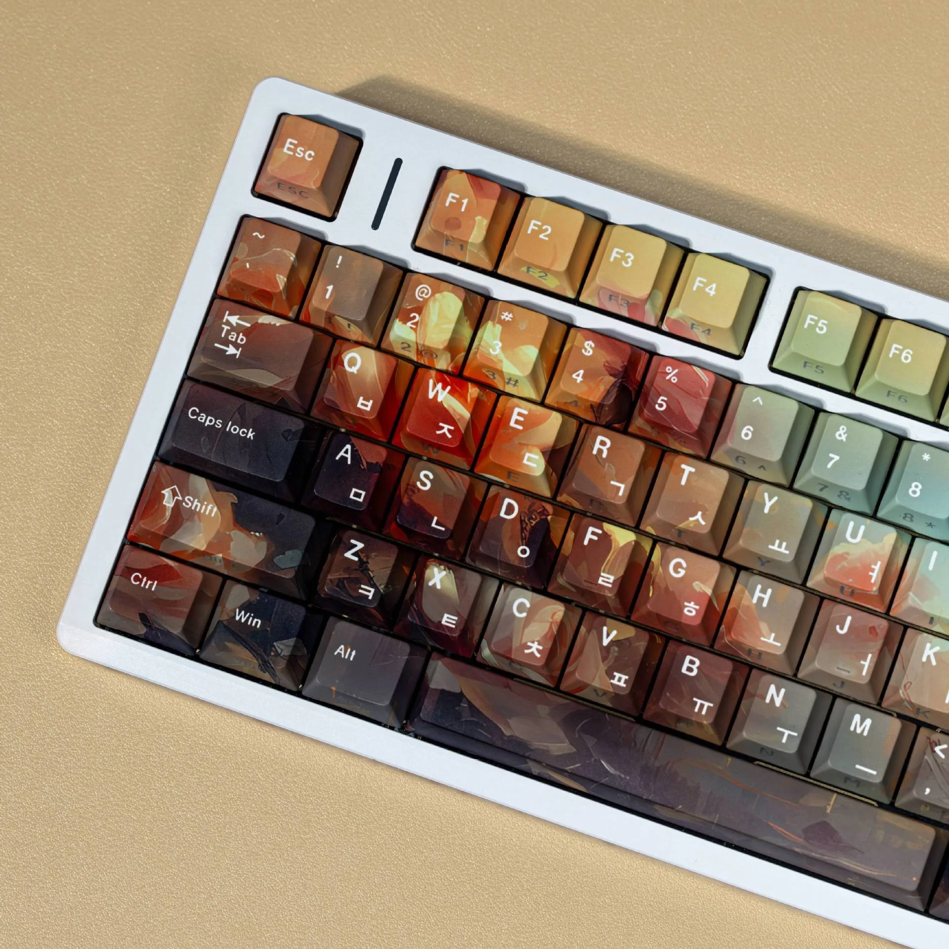 

130Keys Oil Painting Rose Keycaps ISO Layout PBT Double Print Cherry Profile for FR/ES/DE Mechanical Keyboards