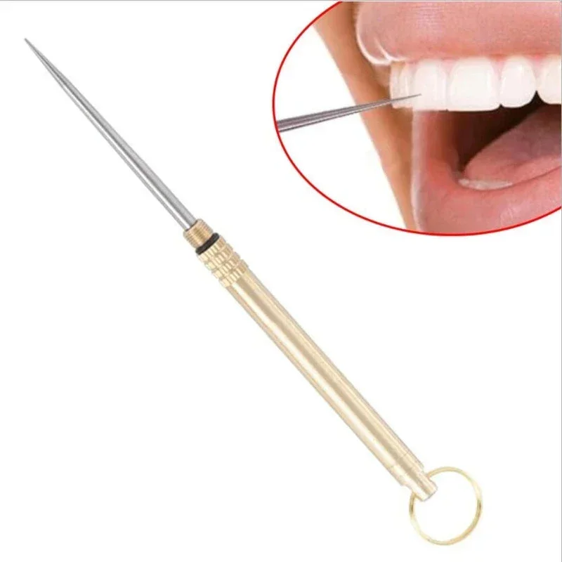 Multifunctional Titanium Outdoor Portable Toothpick Bottle Fruit Fork Camping Tool Toothpick Tube Stronger Than Dental Floss