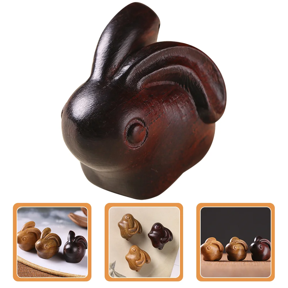 

The Animal Sandalwood Carved Rabbit Small Bunny Figurines Wooden Craft Pendant Ornaments Zodiac Adornment Hanging Decor Baby