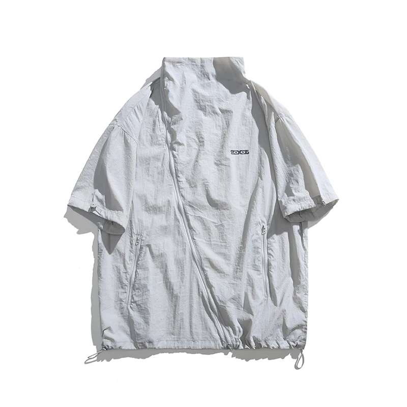 Men Summer Loose Causal Short Sleeve Outdoor Quick Dry Zipper Shirts Cityboy Gril Streetwear Cargo Shirts Women Blouse